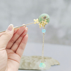 Ancient-style osmanthus-shaped safe-haven hairpin with tassel, retro hair accessory, elegant hairpin set, modern Chinese Hanfu step hairpin decoration hair accessory