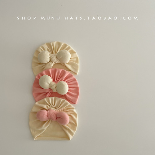Baby hat spring and autumn style Indian hat newborn fetal hat newborn baby protective fontanel hat cute bow boneless