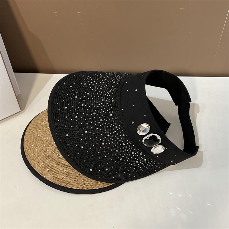 Women's Basic Solid Color Rhinestone Wide Eaves Sun Hat display picture 2