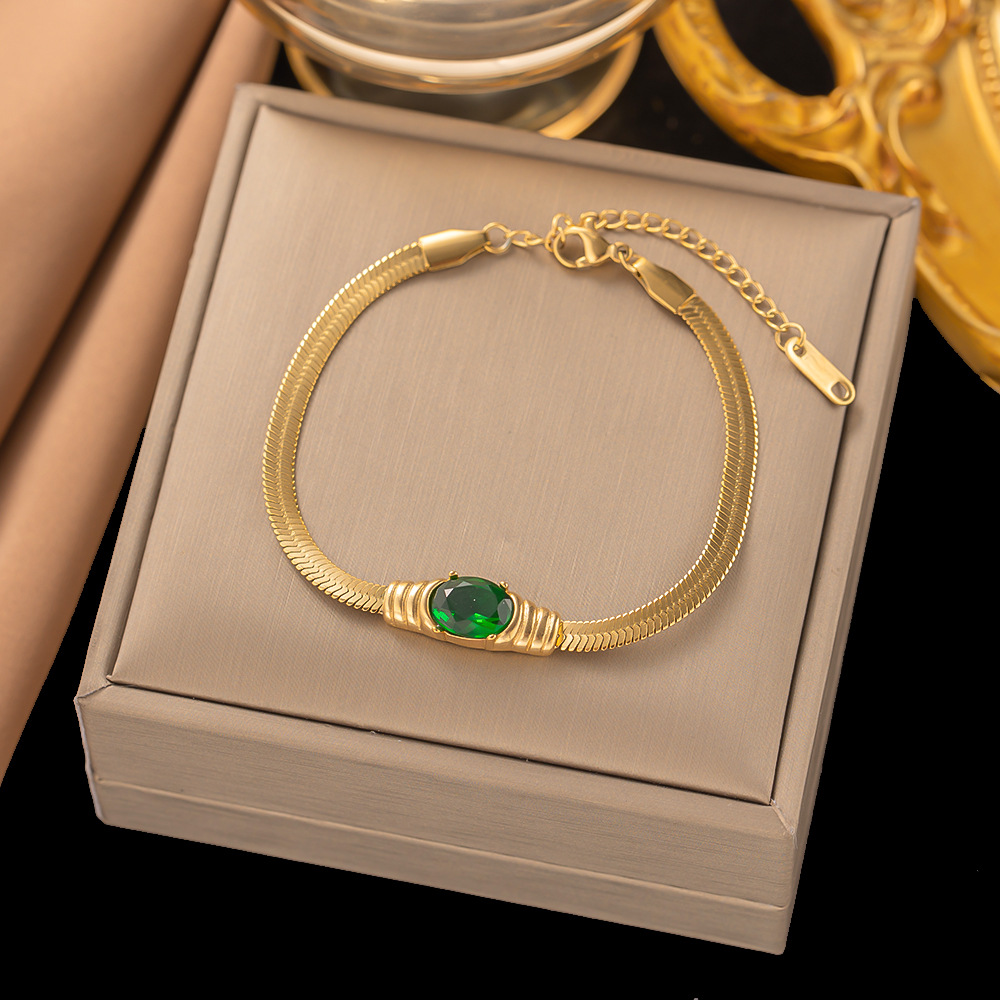 New minimalist and high-end style metal snake bone chain inlaid with rhinestone bracelet necklace_voghion.com