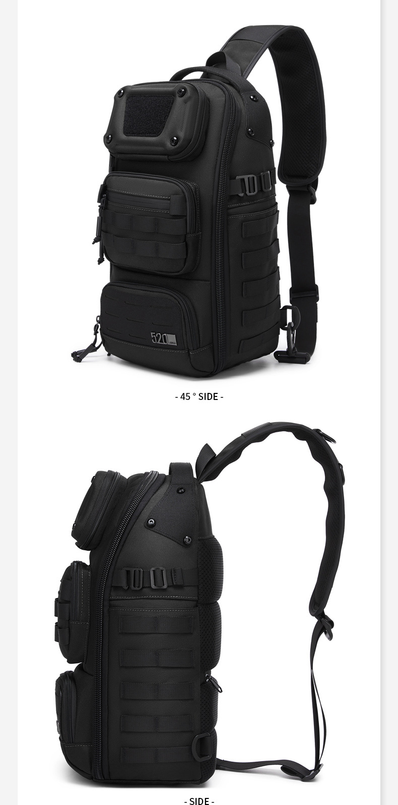 OZUKO Functional Chest Bag Crossbody Bag Expandable Multi-pocket Adjustable Shoulder Strap Men's Outdoor Cycling Single Shoulder Bag