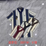 【外贸订单】 夏季男士新款潮流休闲条纹短袖T恤POLO衫菠萝纹条纹