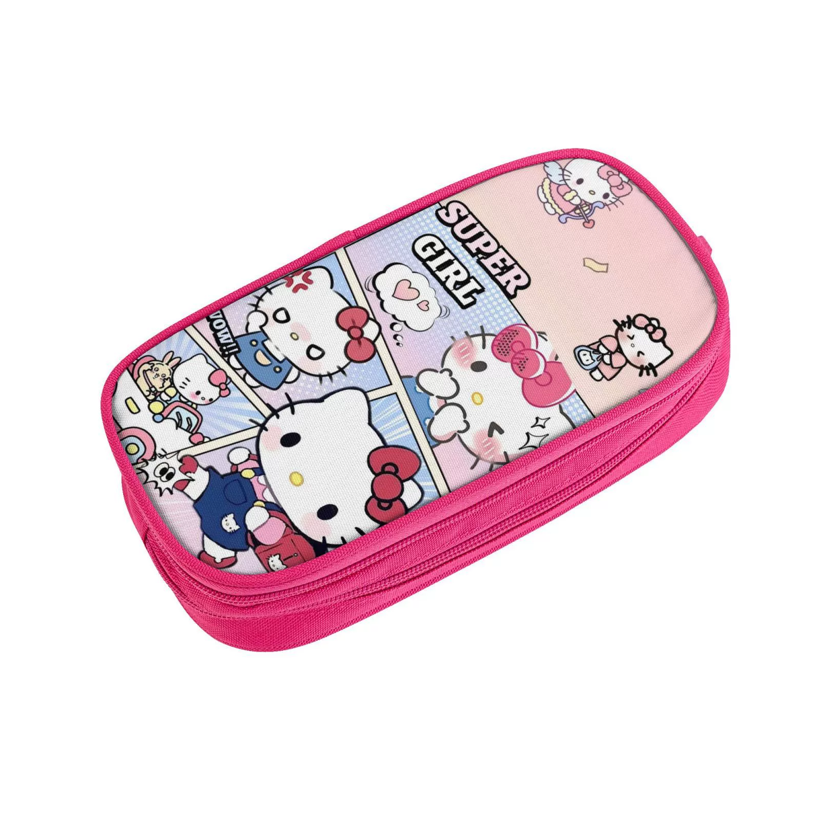 Hello Kitty, фуксия двухслойный мультяшный пенал для начальной школы, новая коллекция, начальная и средняя школа