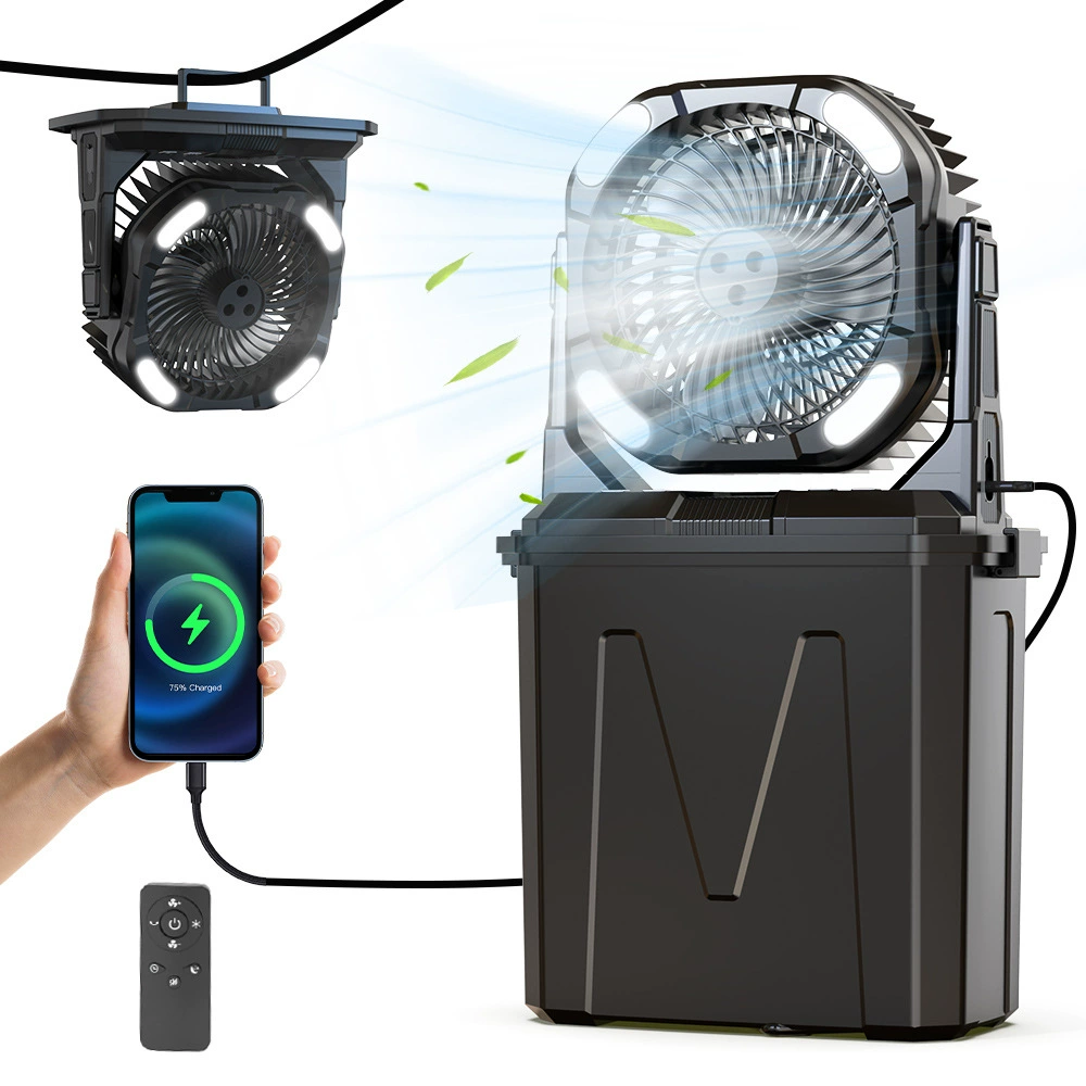 Трансграничная фабрика, прямые поставки, многофункциональный перезаряжаемый распылительный вентилятор, уличный вентилятор для рыбалки, RGB светильник, вентилятор, большая емкость