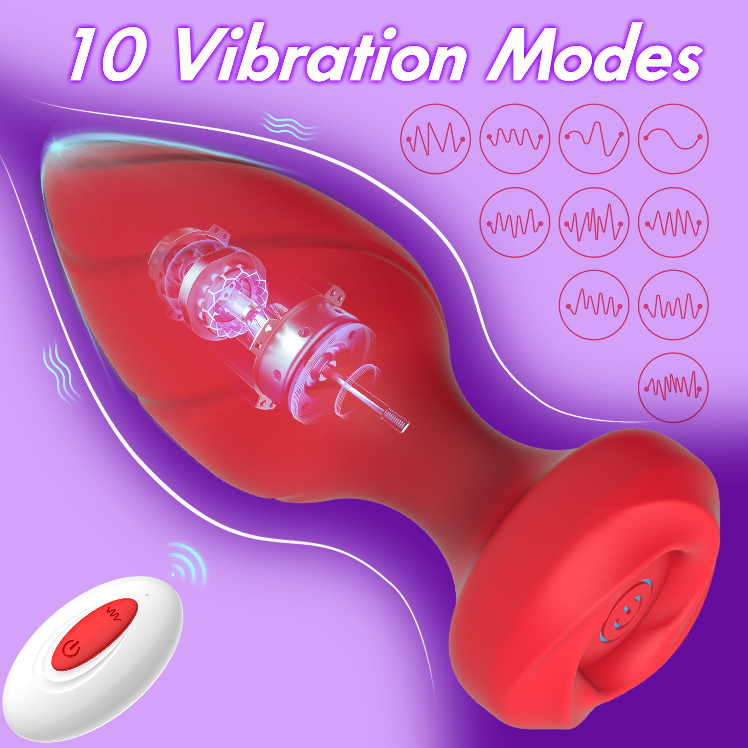 Butt Plug With 10 Frequency Remote Control Vibration Unisex Toy_voghion.com