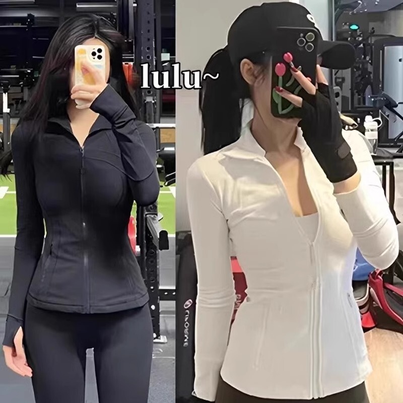 New Yoga Fitness Stand Collar Define Jacket Slim Fit Stretch Casual Top for Women