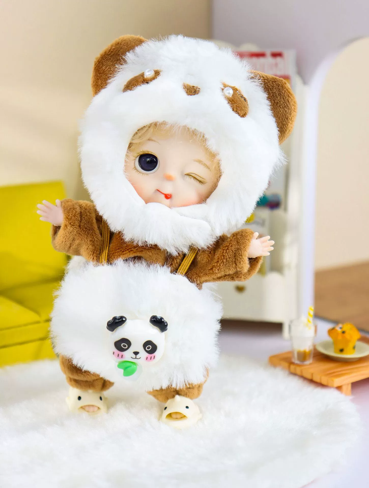Кукла Peach Peach Maru с шапкой, игрушка, подарочная коробка, набор, панда
