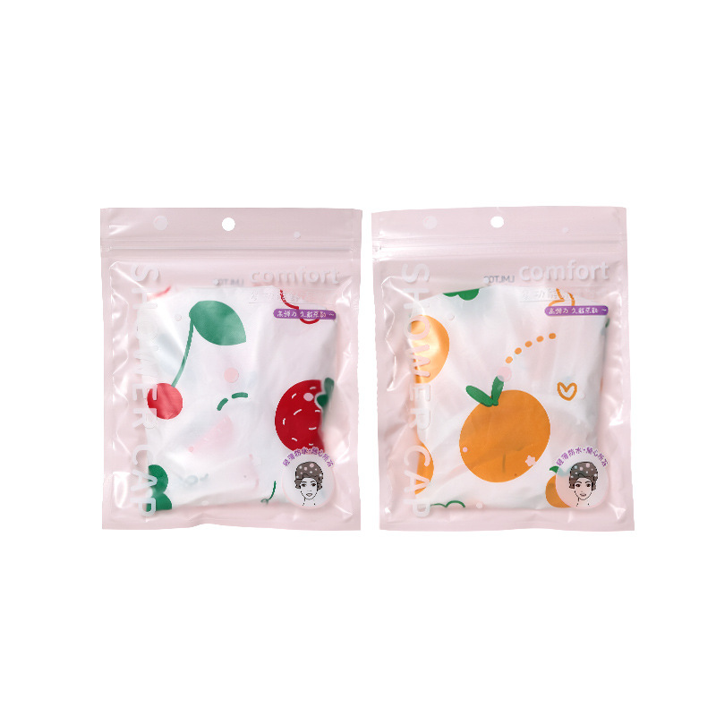 LMLTOP dibujos animados patrón de fruta gorra de baño gruesa pe impermeable gorra de ducha a prueba de humo gorra de pelo de baño SY810