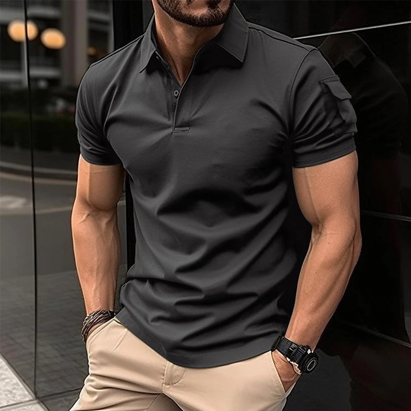 Polo para hombre con cuello polo y bolsillo en la manga_voghion.com