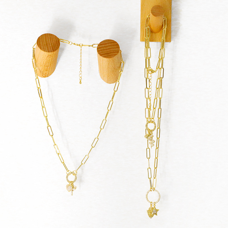 fashion heart eye snake combination pendant necklace