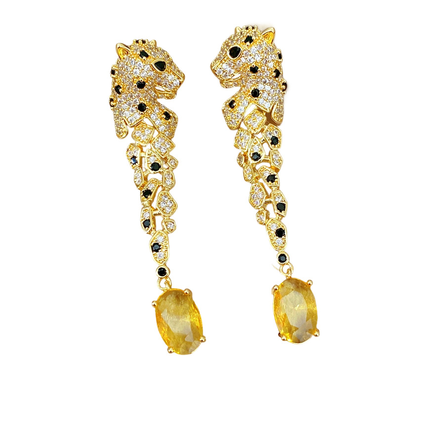 18k oro real eléctrico de piedra leopardo cuadrado collar de hebilla ligero nicho de lujo cadena de clavícula corte conjunto de joyas