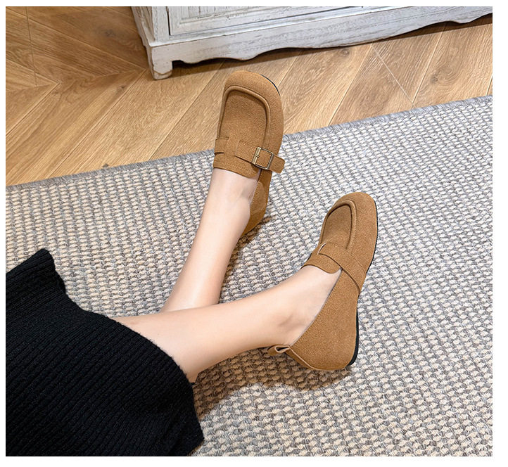 Giày lười nữ da lộn mũi tròn tăng chiều cao 5 cm phong cách Hàn Quốc — Khaki (toàn dải), Màu mơ (toàn dải), nâu sẫm chi tiết 29