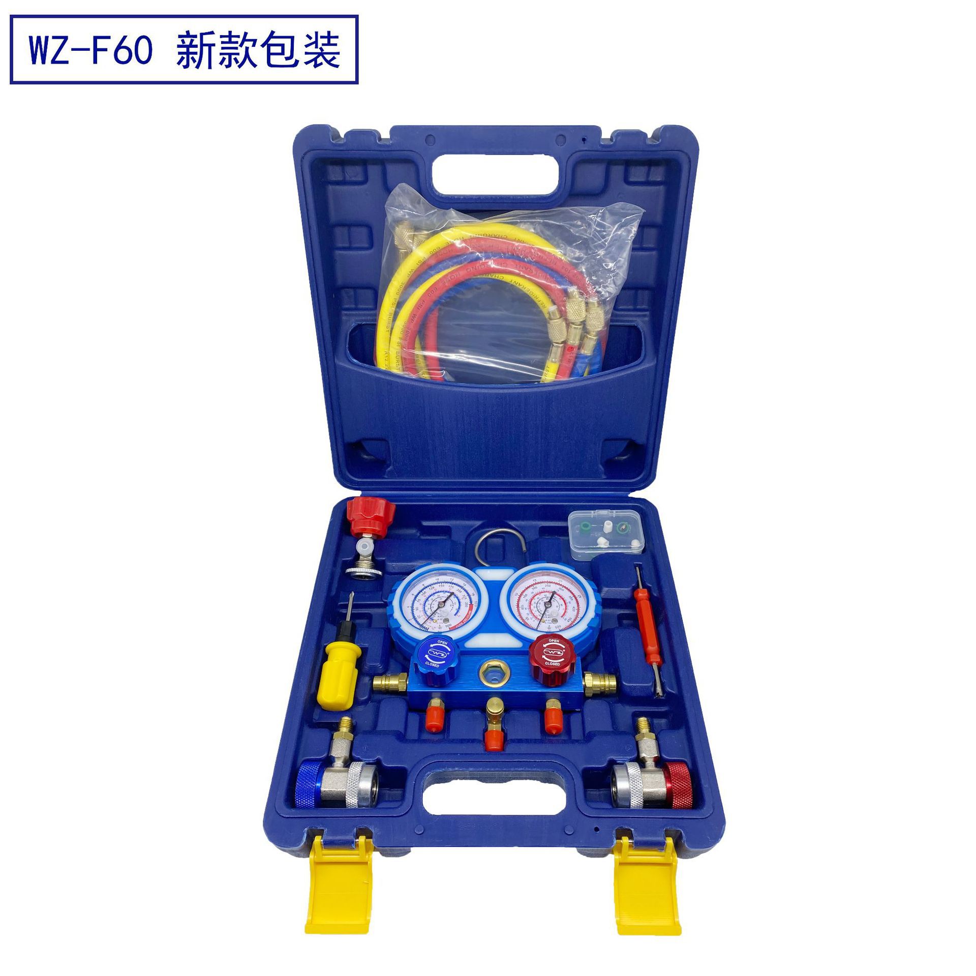 Medidor de fluoruro para aire acondicionado de automóvil, manómetro r134a, medidor de refrigerante de automóvil, conjunto de medidor de fluoruro, ventas directas de fábrica