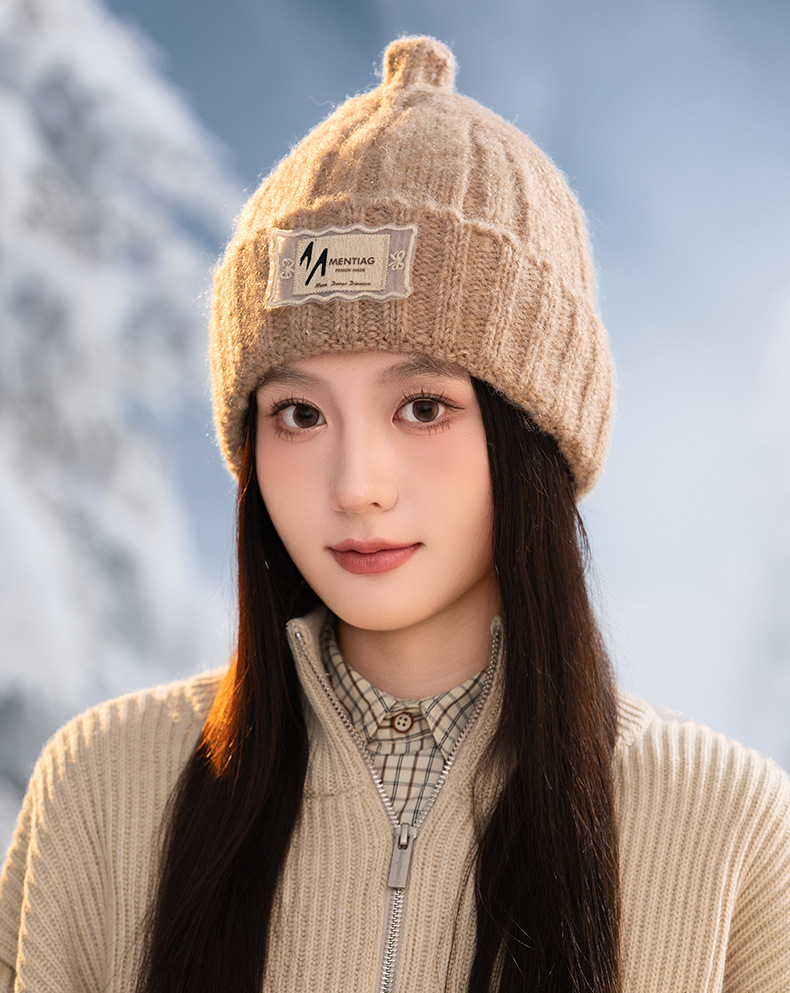 Dames gebreide wollen muts warme wintermuts met oorbescherming_voghion.com