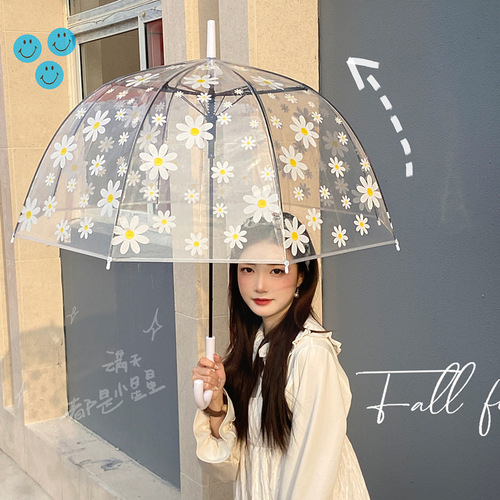 Wholesale transparent umbrella, long handle automatic umbrella, high-looking girl taking photos, super high return rate, ins internet celebrity umbrella