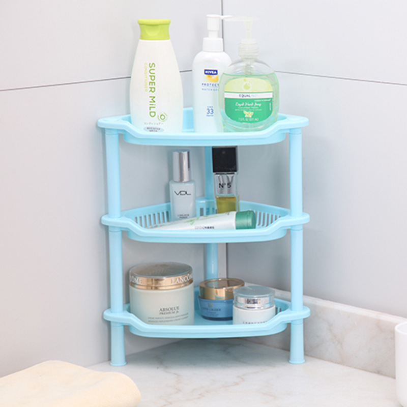 Kitchen Storage Rack Floor-Standing Three-Layer Triangular Plastic Bathroom Tripod Rectangular Storage Rack Bathroom