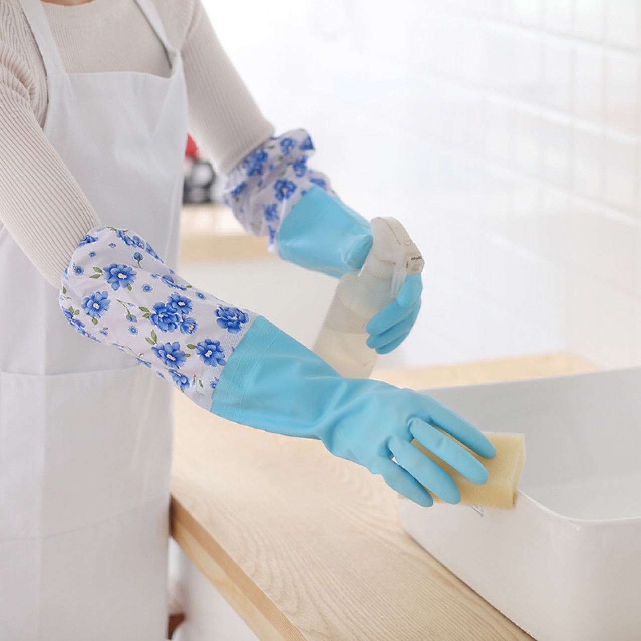 Fleecegefütterte Geschirrspülhandschuhe, Küchenhandschuhe, warme Winterhandschuhe für Wäsche und Haushalt, dicke Lederhandschuhe_voghion.com