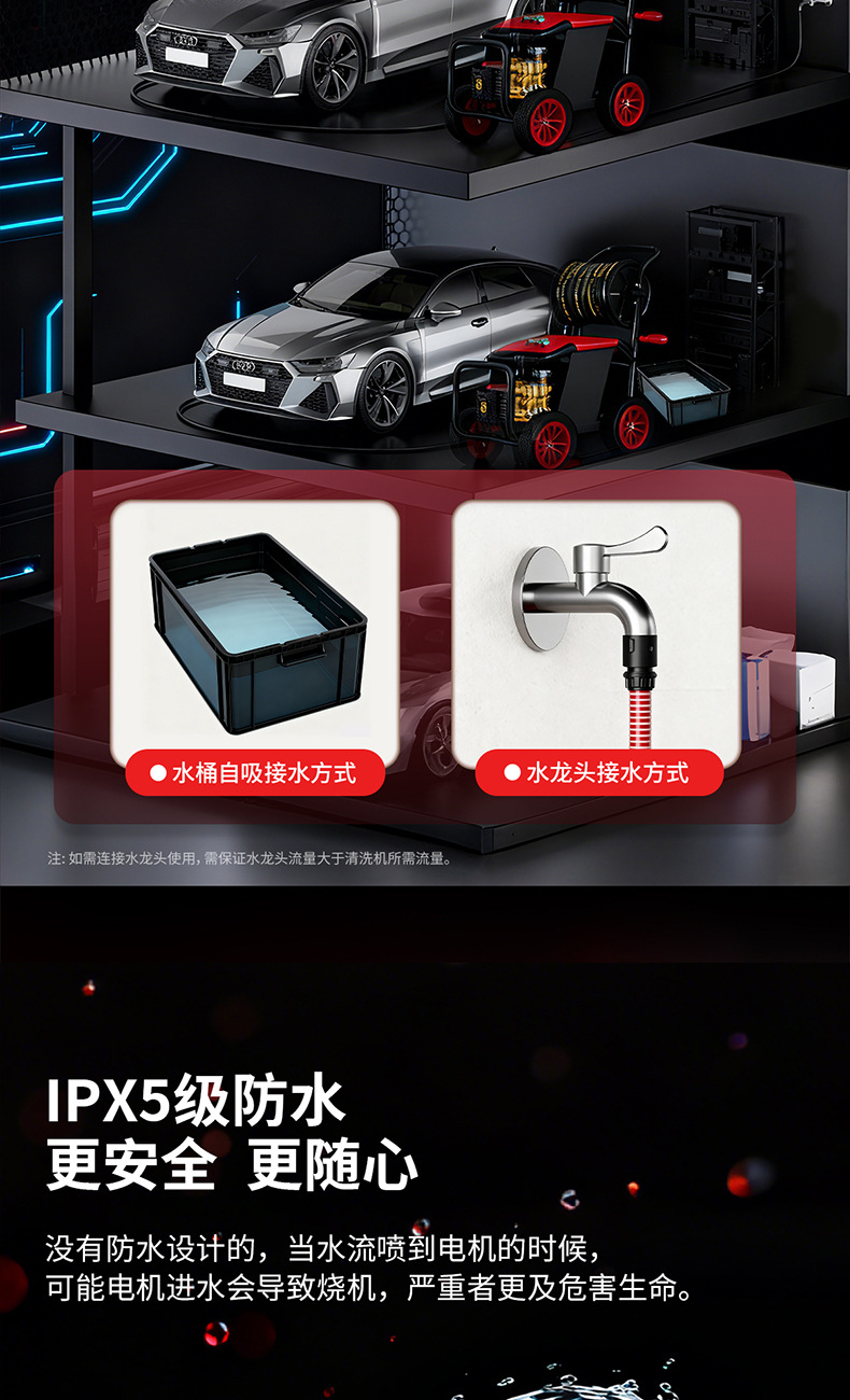 Black Cat High-Pressure Car Washing Machine for Home Use 220V Commercial Cleaning Machine Car Wash Shop Dedicated Booster Water Gun Pump