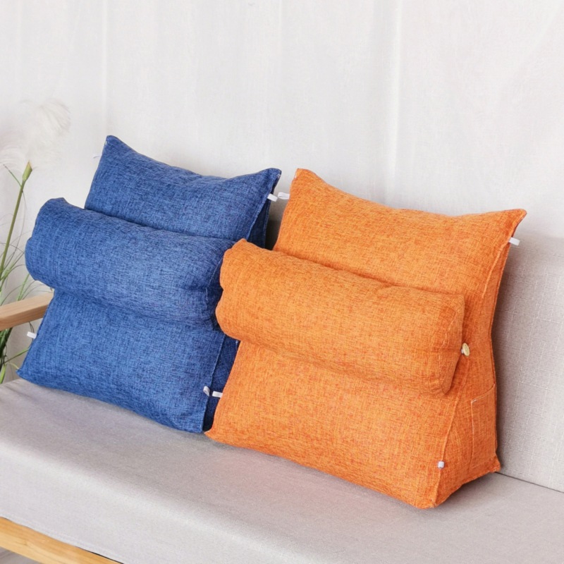 Cross-border exclusive removable and washable solid color imitation linen waist sofa triangle cushion bay window pillow memory cotton backrest