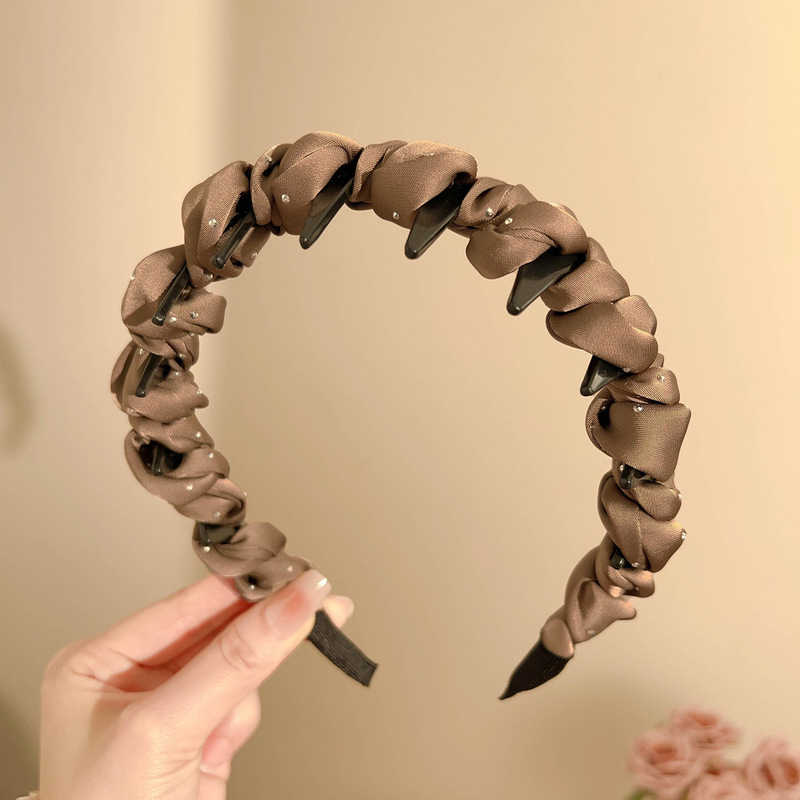浪漫满天星缎面缠绕齿梳发箍女简约时尚蓬松高颅顶显脸小头箍发饰|undefined