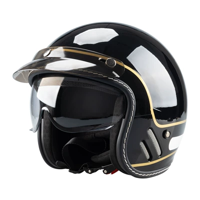 Motosiklet kaskı (dəbilqə) — for Electric Scooters, 4/3 Helmet for - bright-black-gold-edge-m