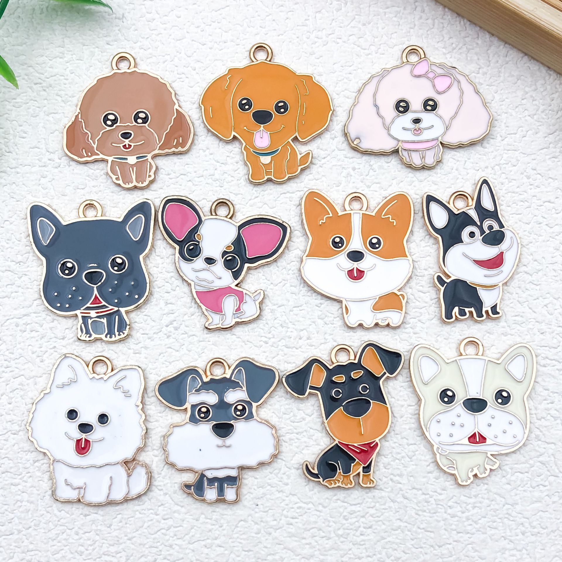 국경 간 만화 동물 애완 동물 개 강아지 발자국 diy 합금 오일 드립 키 체인 목걸이 쥬얼리 펜던트 펜던트