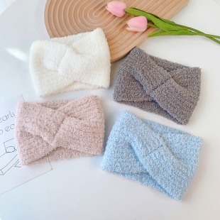 Cross-border Wholesale Yuezi Headscarf Knitted Cross Wash Makeup Hair Band Wool Elastic Wide-brimmed Hair Band