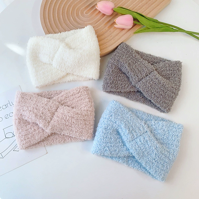 Трансграничная оптовая продажа Платок Yuezi Вязаная повязка для волос для макияжа крестиком Шерстяная эластичная повязка для волос с широкими полями