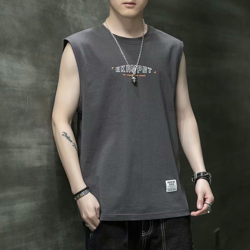 男士夏季新款潮流薄款坎肩宽松运动篮球背心休闲马甲外穿帅气