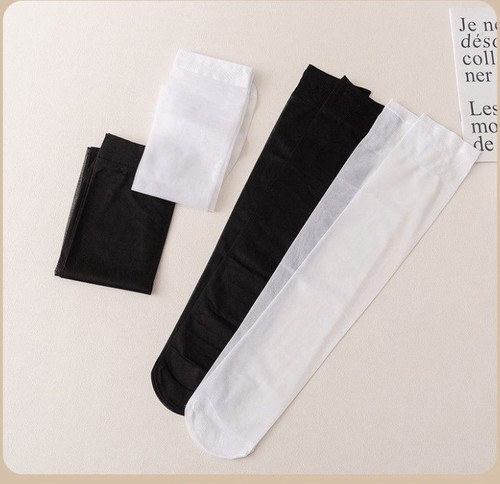 Calf stockings women's mid-calf socks white jk summer thin high-calf over-the-knee socks summer half black calf socks