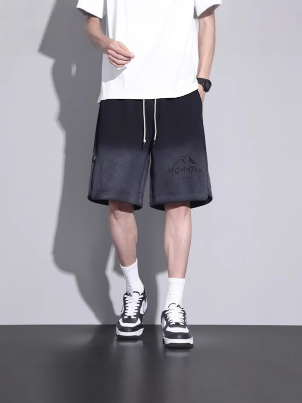 カジュアルパンツ男性大サイズ300斤夏の薄いファッションブランド運動中ズボンアメリカグラデーション外着5分ズボン|undefined