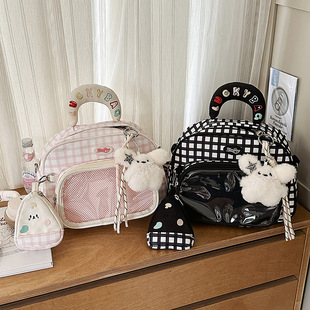 College Cute Girl Pain Bag Korean Style Versatile Small Fresh Student Portable Crossbody Bag Cute Travel Backpack
