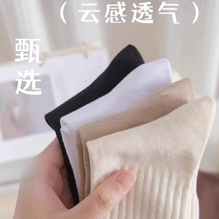Pile socks Women's Mid-length socks autumn and winter thickened warm ins trendy all-match solid color sports couple socks wholesale