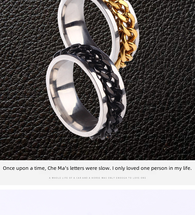 Accessori alla moda in acciaio al titanio caldo, anello a catena girevole in acciaio inossidabile per l'apertura delle bottiglie, anello girevole alla moda per l'apertura delle bottiglie da uomo_voghion.com