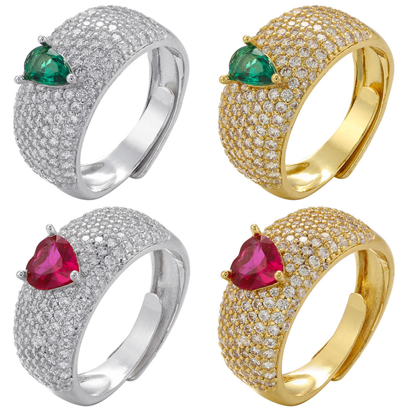 Cute Water Droplets Copper Inlay Zircon Open Ring 1 Piece