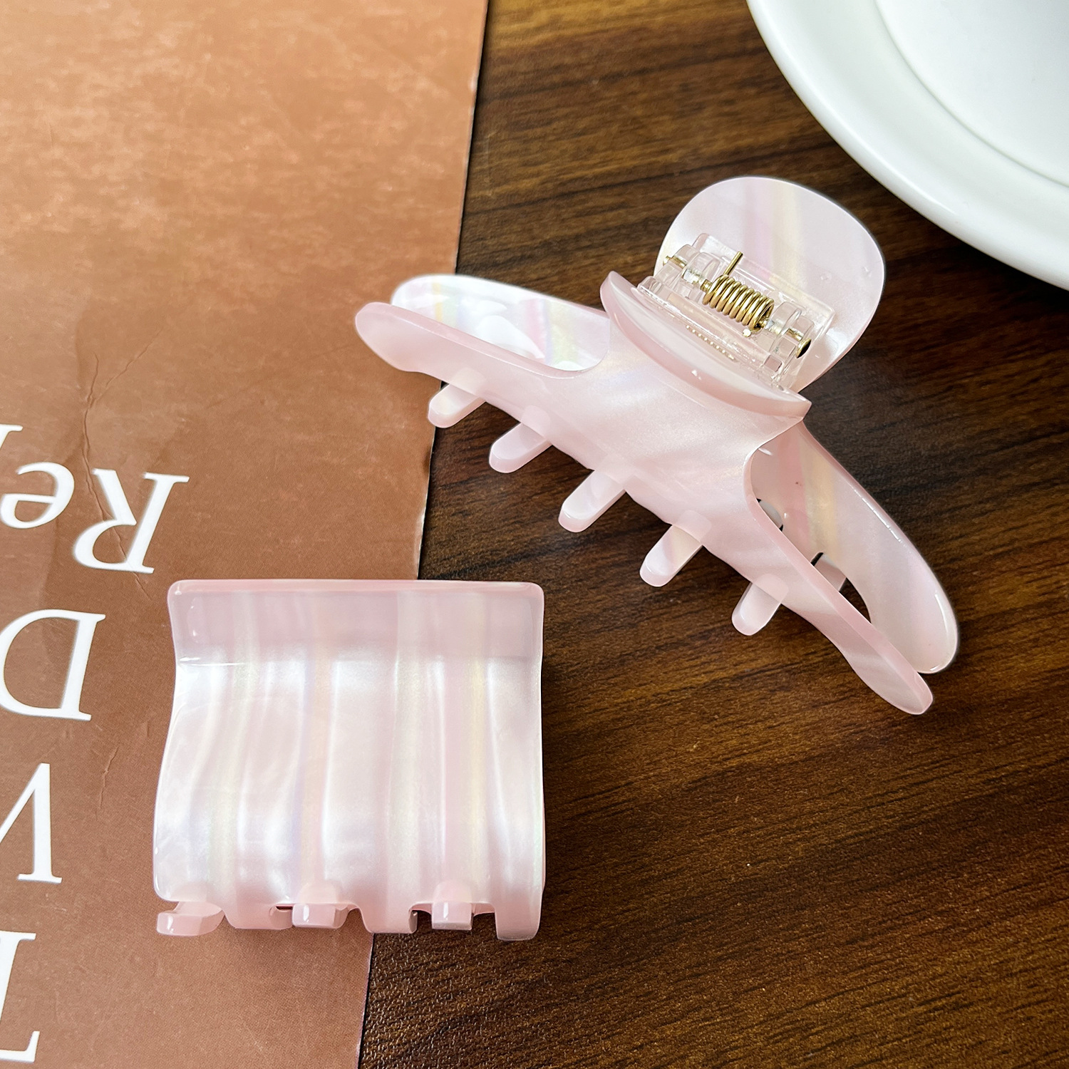 Cabecera de moda coreana acética imitación de helado tierno rosado rayas de color fantasía dulce clip para el cabello de la niña