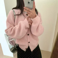 软糯洋气纯色针织开衫女韩版2026秋冬新款百搭显瘦纯色毛衣外套女