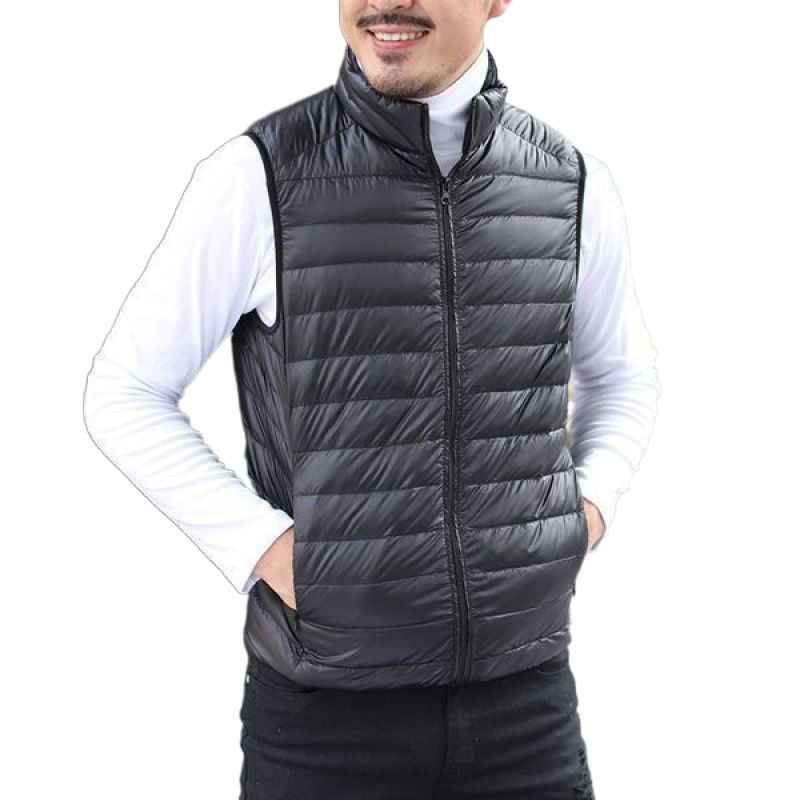 가을과 겨울 새로운 빛과 얇은 다운 조끼 남자 울트라 라이트 다운 조끼 플러스 사이즈 다운 재킷 커플 스타일