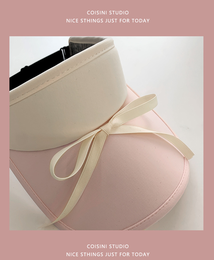 New Sweet Bow Tie with Ice Silk Sunscreen Open Top Hat for Women Summer Sunshade Macaron Color Versatile Big Eaves_voghion.com