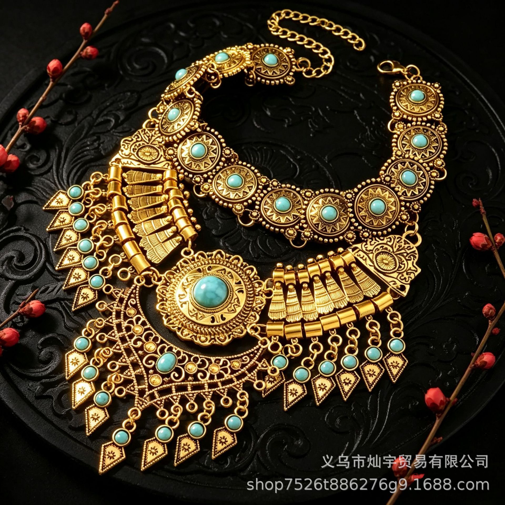 Exotic Desert Indian Accessory Necklace for Women, Vintage Carved Anubis Egyptian Prince COS Necklace, Vintage