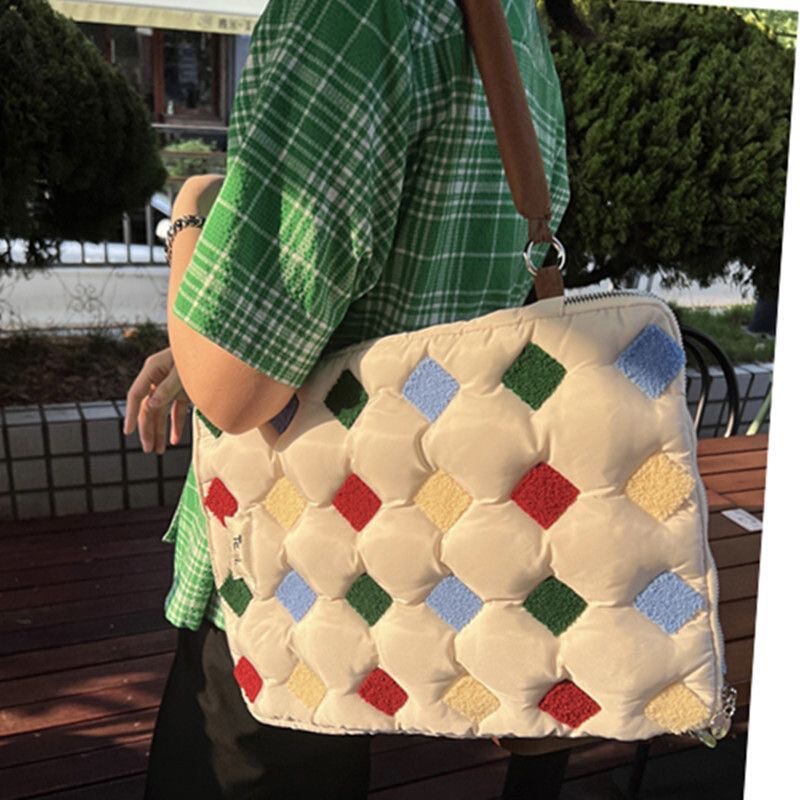 Niche Design Ins Cute OK Bang Bang Computer Bag Cotton Embroidered Pillow Bag Portable Shoulder Laptop Bag for Women