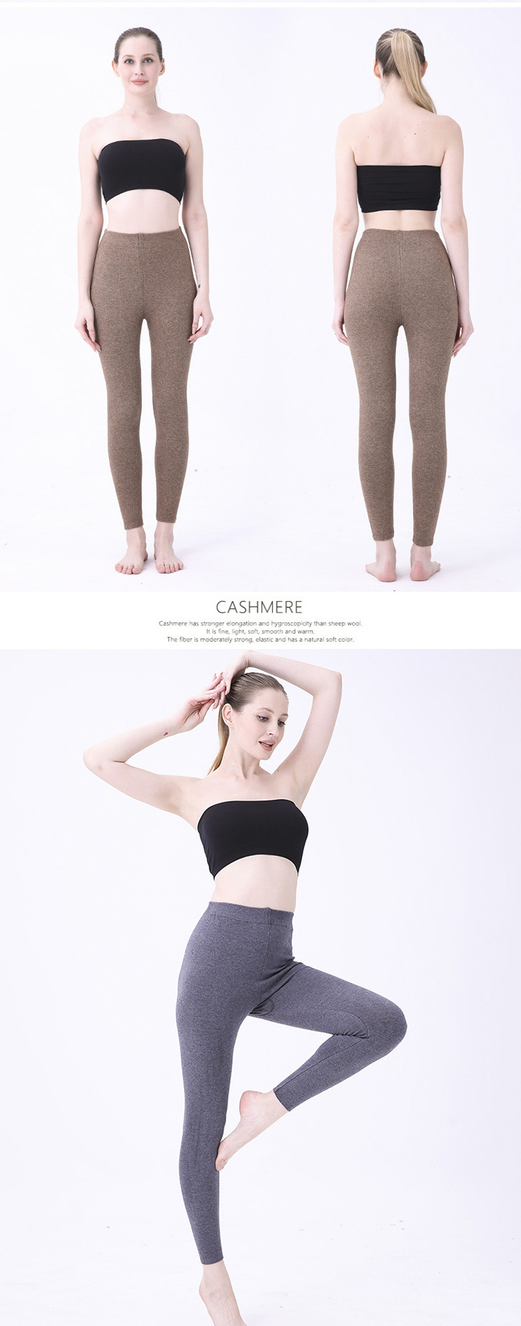 Quần len nam mùa thu đông dày ấm, lưng cao, chất cashmere legging — Màu xám đậm của nam giới chi tiết 12