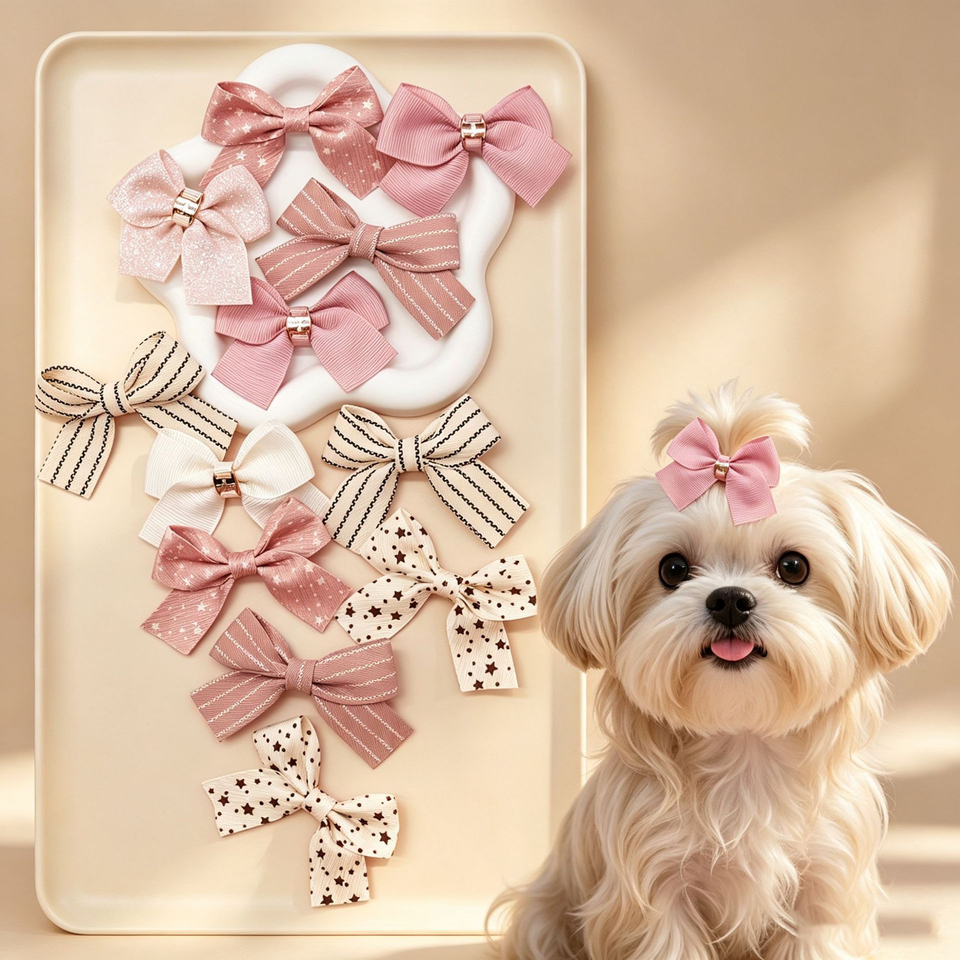 Pet Dog Maltese Bow Hair Clip Yorkshire Braided Hairpin Versatile Cute Decorative Hair Accessory