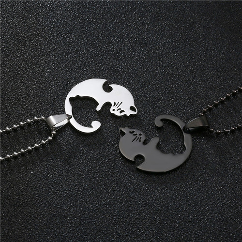 Amazon titanium steel necklace cat couple sweater chain women's winter chain accessories men's pendant hip-hop jewelry