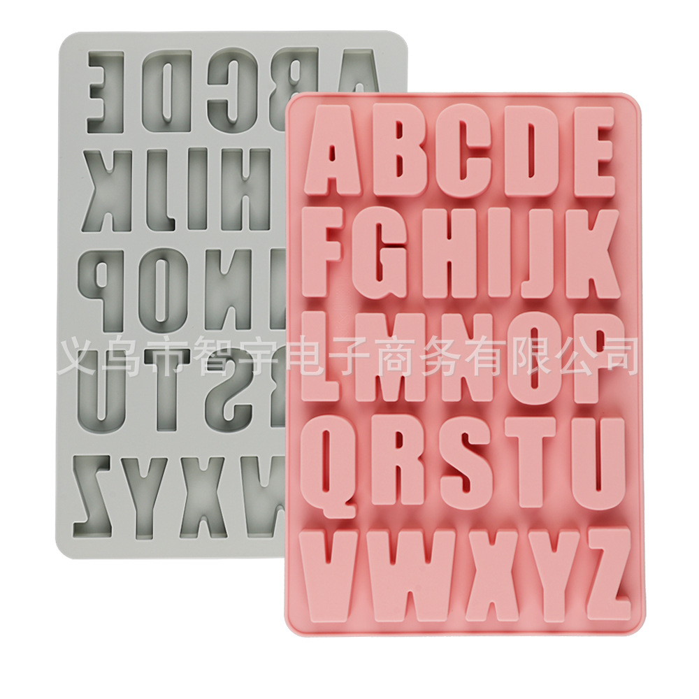 Large Letter Silicone Cake Decoration Mold 26 Hole English Letter Chocolate Mold Baking Tools Pink Blue