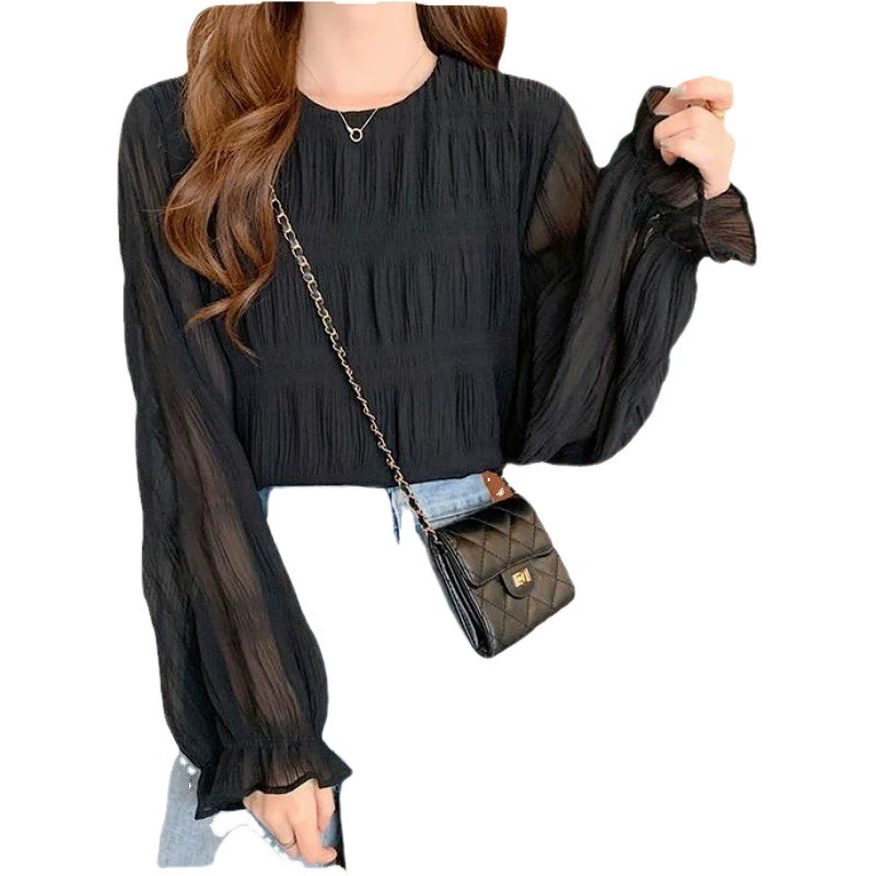 8-цветная спотовая Япония Rotte 2025 новая весна с расклешенными рукавами шифоновая рубашка с длинными рукавами