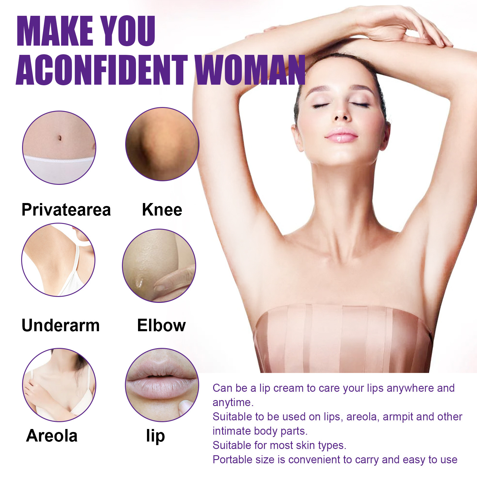 EELHOE Natural Brightening Moisturizing Cream Firms Skin, reduces melanin in the lips underarm joints, and_voghion.com