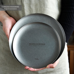 Creative Nordic stainless steel gray metal plate modern simple outdoor tableware decorative ornaments internet celebrity souvenirs