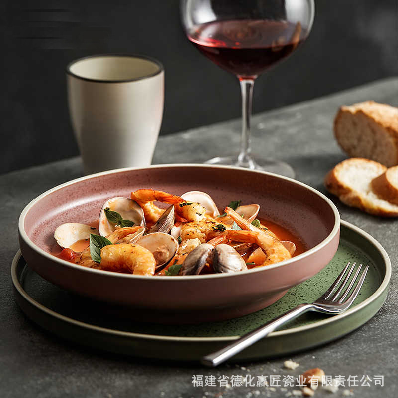 Kilno Lz nuevo hueso serie de ceniza de porcelana japonesa retro exquisita cubiertos caseros platos de sopa platos