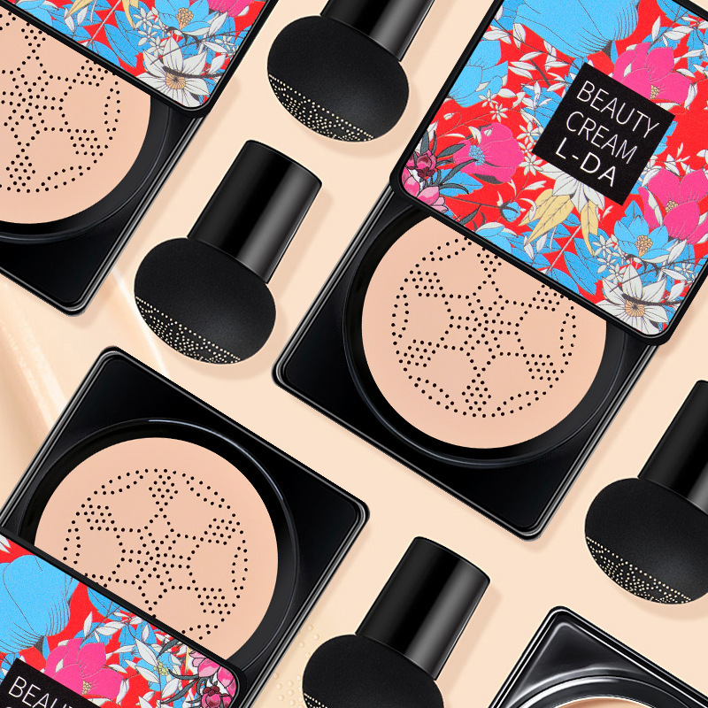 L-DA蘑菇氣墊 水潤美顏霜亮達蘑菇頭氣墊遮瑕粉底液隔離霜 化妝品